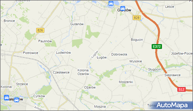 mapa Ługów gmina Jastków, Ługów gmina Jastków na mapie Targeo