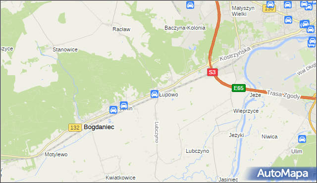 mapa Łupowo gmina Bogdaniec, Łupowo gmina Bogdaniec na mapie Targeo