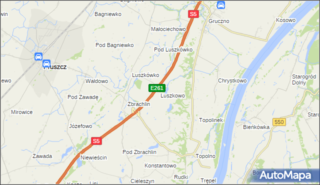 mapa Luszkowo, Luszkowo na mapie Targeo