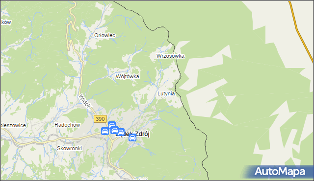 mapa Lutynia gmina Lądek-Zdrój, Lutynia gmina Lądek-Zdrój na mapie Targeo