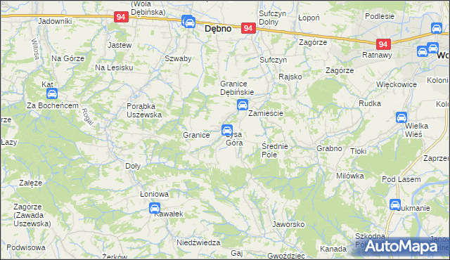 mapa Łysa Góra gmina Dębno, Łysa Góra gmina Dębno na mapie Targeo