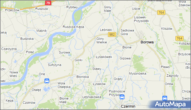 mapa Łysakówek, Łysakówek na mapie Targeo