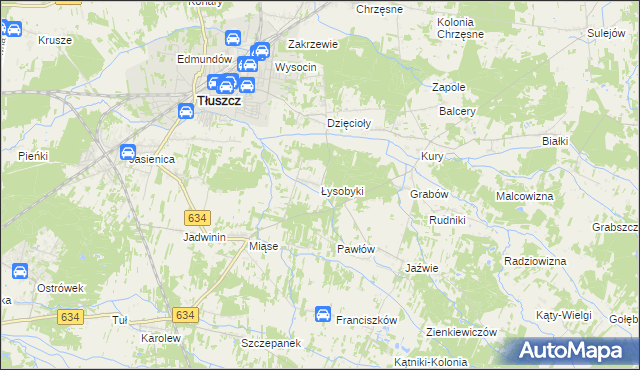 mapa Łysobyki, Łysobyki na mapie Targeo