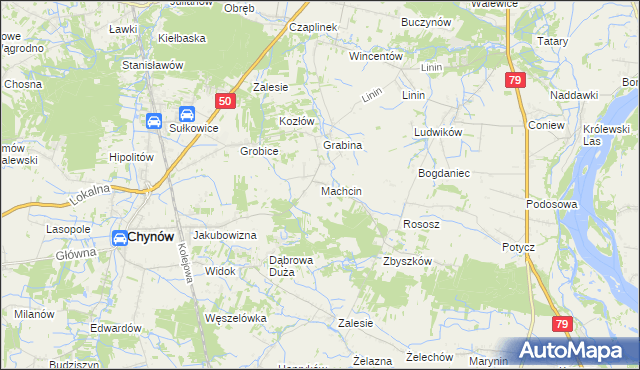 mapa Machcin gmina Chynów, Machcin gmina Chynów na mapie Targeo