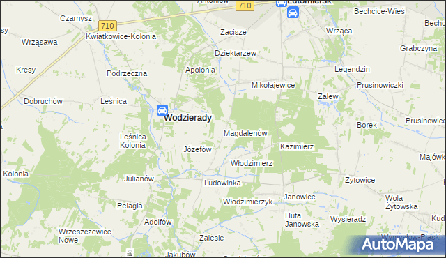 mapa Magdalenów gmina Wodzierady, Magdalenów gmina Wodzierady na mapie Targeo