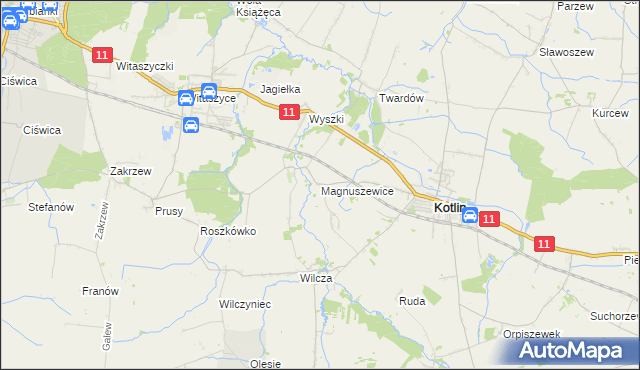 mapa Magnuszewice, Magnuszewice na mapie Targeo