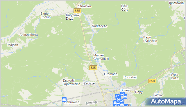 mapa Majdan Gromadzki, Majdan Gromadzki na mapie Targeo