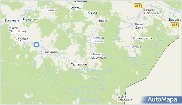 mapa Majdan Lipowiecki, Majdan Lipowiecki na mapie Targeo