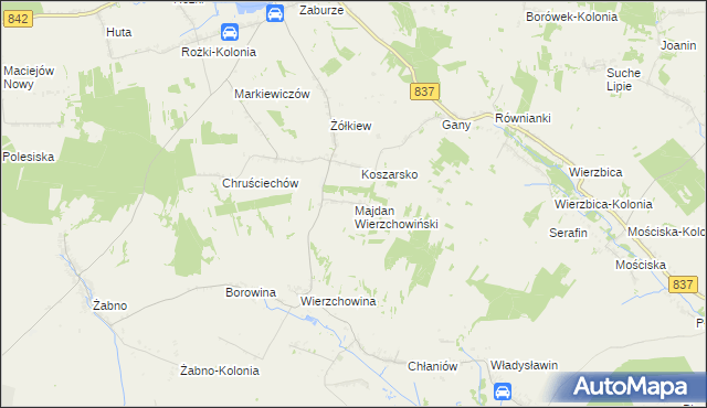 mapa Majdan Wierzchowiński, Majdan Wierzchowiński na mapie Targeo