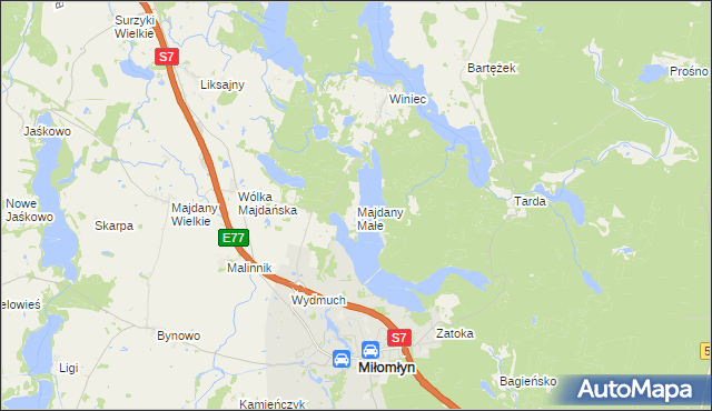 mapa Majdany Małe, Majdany Małe na mapie Targeo