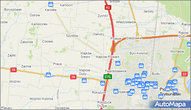 mapa Majków-Folwark, Majków-Folwark na mapie Targeo