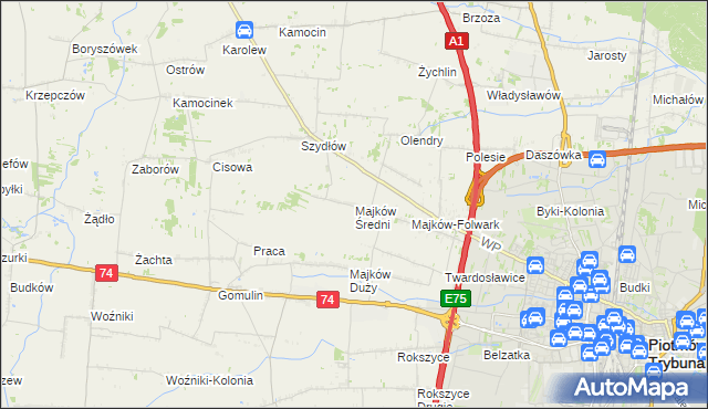 mapa Majków Średni, Majków Średni na mapie Targeo