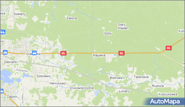 mapa Majówka gmina Supraśl, Majówka gmina Supraśl na mapie Targeo