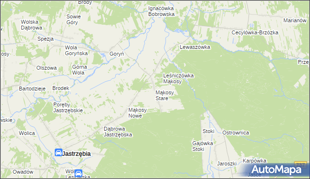 mapa Mąkosy Stare, Mąkosy Stare na mapie Targeo