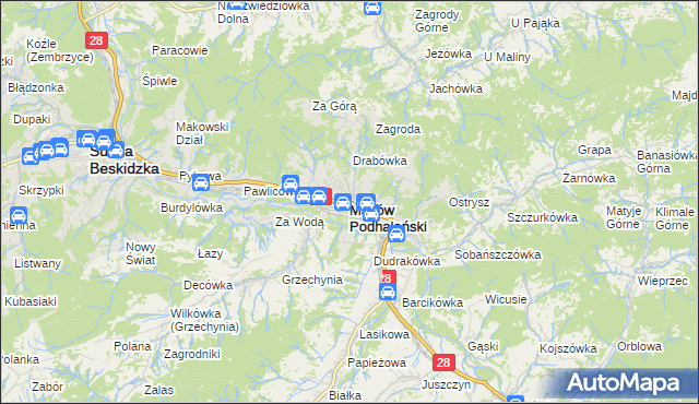 mapa Maków Podhalański, Maków Podhalański na mapie Targeo