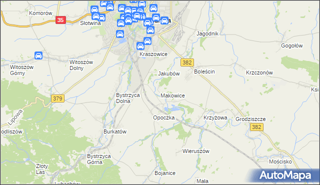 mapa Makowice gmina Świdnica, Makowice gmina Świdnica na mapie Targeo