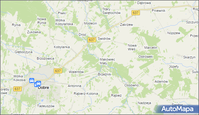 mapa Makówiec Mały, Makówiec Mały na mapie Targeo