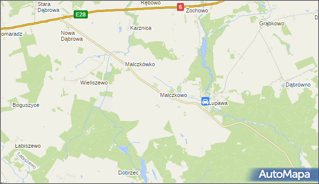 mapa Malczkowo, Malczkowo na mapie Targeo