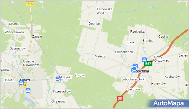 mapa Małecz, Małecz na mapie Targeo