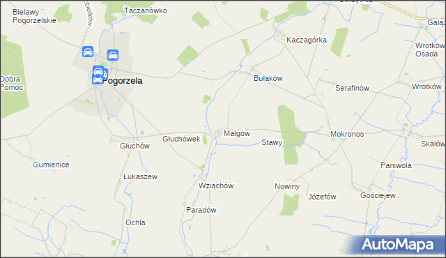 mapa Małgów gmina Pogorzela, Małgów gmina Pogorzela na mapie Targeo