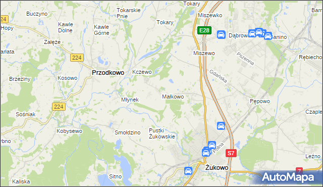 mapa Małkowo, Małkowo na mapie Targeo