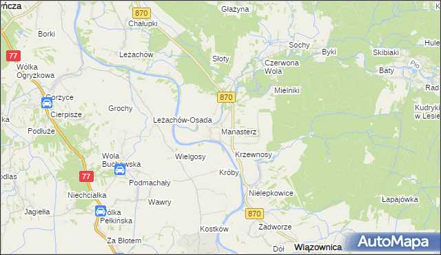 mapa Manasterz gmina Wiązownica, Manasterz gmina Wiązownica na mapie Targeo