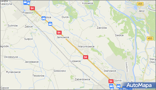 mapa Marcinkowice gmina Oława, Marcinkowice gmina Oława na mapie Targeo