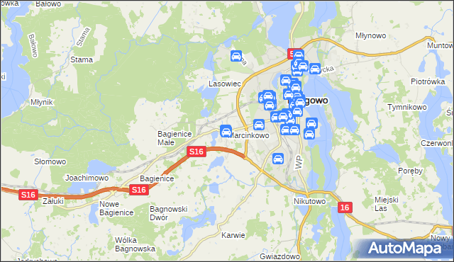mapa Marcinkowo gmina Mrągowo, Marcinkowo gmina Mrągowo na mapie Targeo