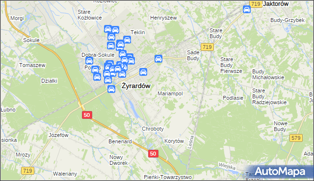 mapa Mariampol gmina Jaktorów, Mariampol gmina Jaktorów na mapie Targeo