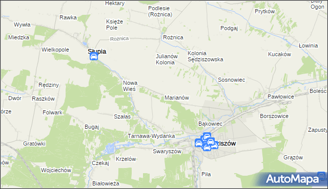 mapa Marianów gmina Sędziszów, Marianów gmina Sędziszów na mapie Targeo