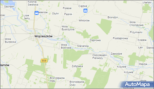 mapa Marianów gmina Wojcieszków, Marianów gmina Wojcieszków na mapie Targeo