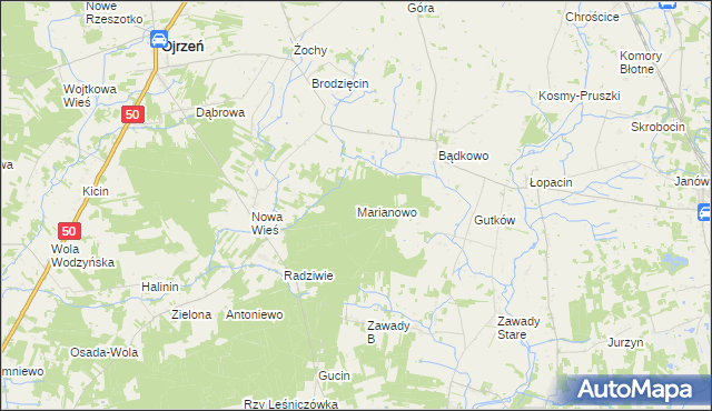 mapa Marianowo gmina Sońsk, Marianowo gmina Sońsk na mapie Targeo