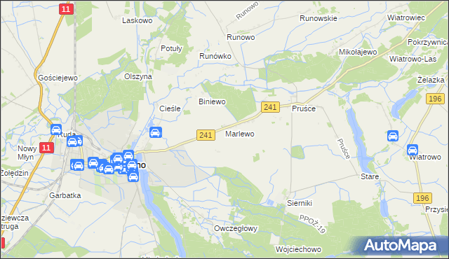 mapa Marlewo gmina Rogoźno, Marlewo gmina Rogoźno na mapie Targeo