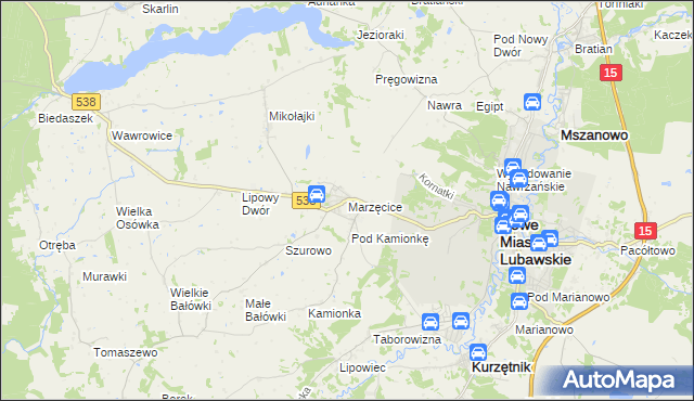 mapa Marzęcice gmina Kurzętnik, Marzęcice gmina Kurzętnik na mapie Targeo