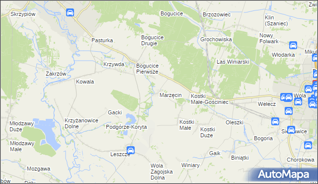 mapa Marzęcin, Marzęcin na mapie Targeo