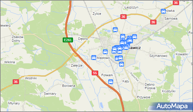 mapa Masłowo gmina Rawicz, Masłowo gmina Rawicz na mapie Targeo