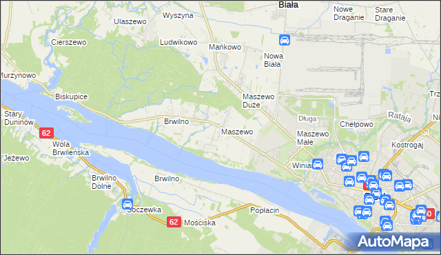 mapa Maszewo gmina Stara Biała, Maszewo gmina Stara Biała na mapie Targeo