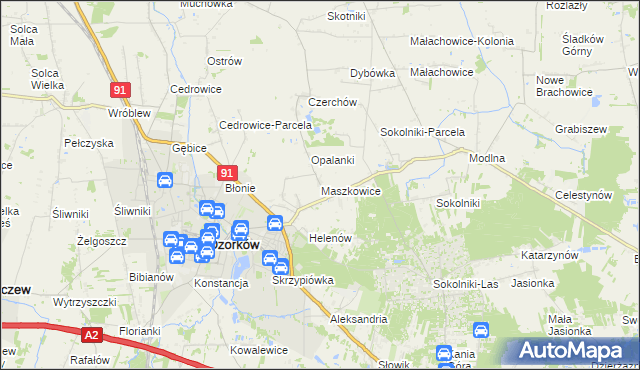 mapa Maszkowice gmina Ozorków, Maszkowice gmina Ozorków na mapie Targeo