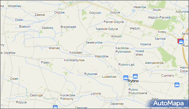 mapa Matyldów gmina Rybno, Matyldów gmina Rybno na mapie Targeo