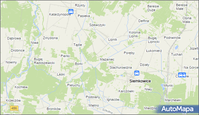 mapa Mazaniec, Mazaniec na mapie Targeo