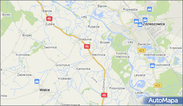 mapa Mechnica, Mechnica na mapie Targeo