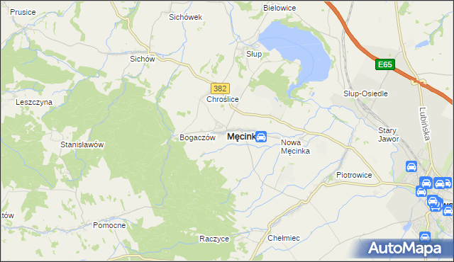 mapa Męcinka, Męcinka na mapie Targeo