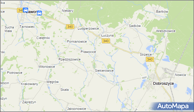 mapa Mękarzowice gmina Dobroszyce, Mękarzowice gmina Dobroszyce na mapie Targeo