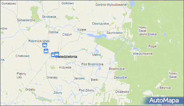 mapa Mełno gmina Świedziebnia, Mełno gmina Świedziebnia na mapie Targeo