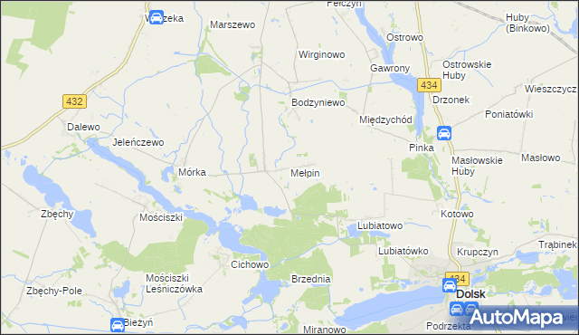 mapa Mełpin, Mełpin na mapie Targeo