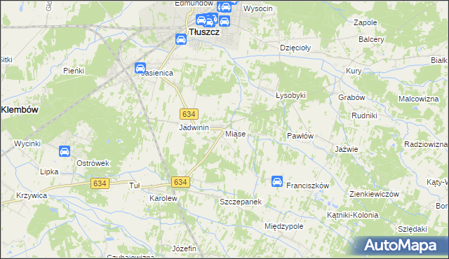 mapa Miąse, Miąse na mapie Targeo