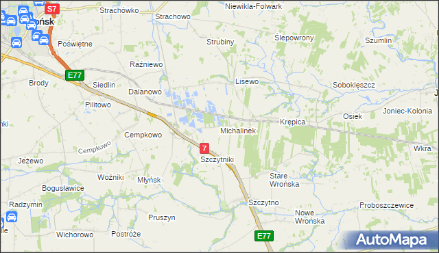 mapa Michalinek gmina Płońsk, Michalinek gmina Płońsk na mapie Targeo