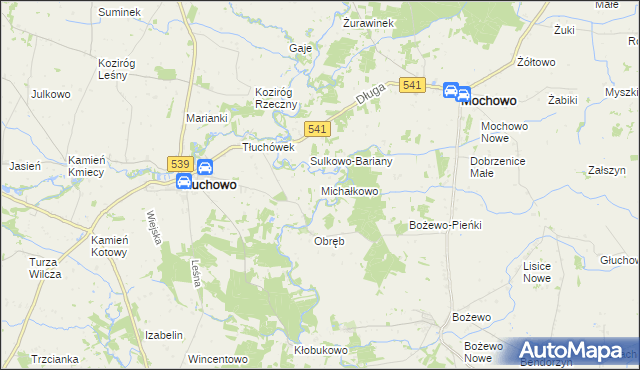 mapa Michałkowo gmina Tłuchowo, Michałkowo gmina Tłuchowo na mapie Targeo