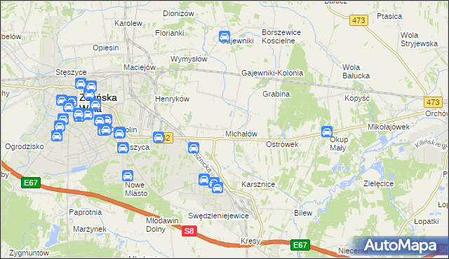 mapa Michałów gmina Zduńska Wola, Michałów gmina Zduńska Wola na mapie Targeo