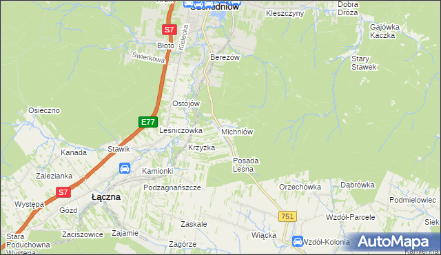 mapa Michniów, Michniów na mapie Targeo